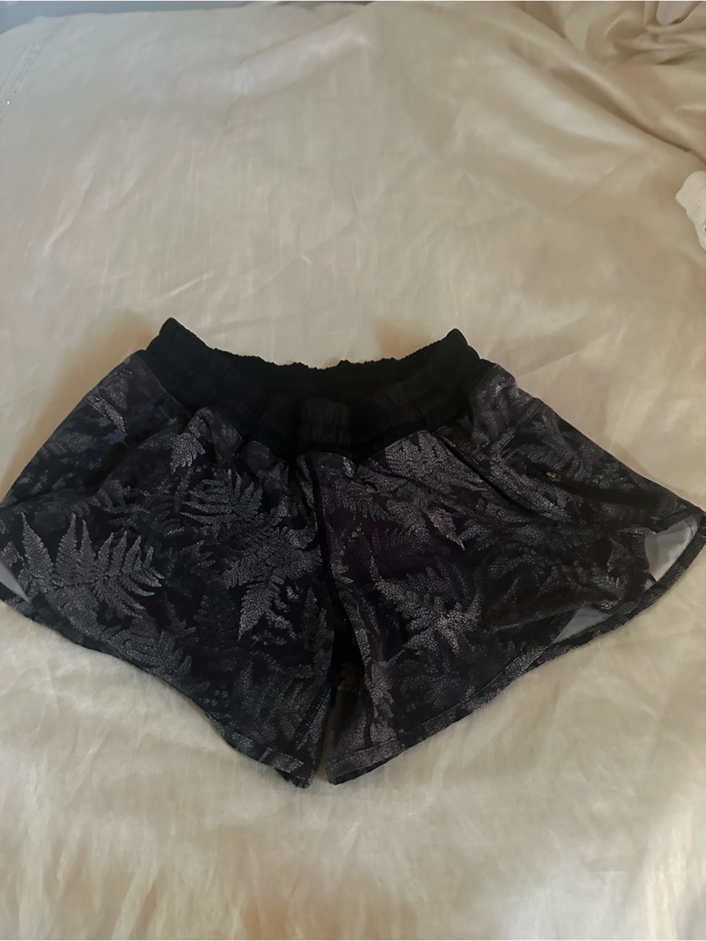 lululemon athletica Black Fern-Print Athletic Shorts